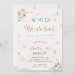 ウィンターワンダーランドアイススノープリンセスガール誕生日 招待状