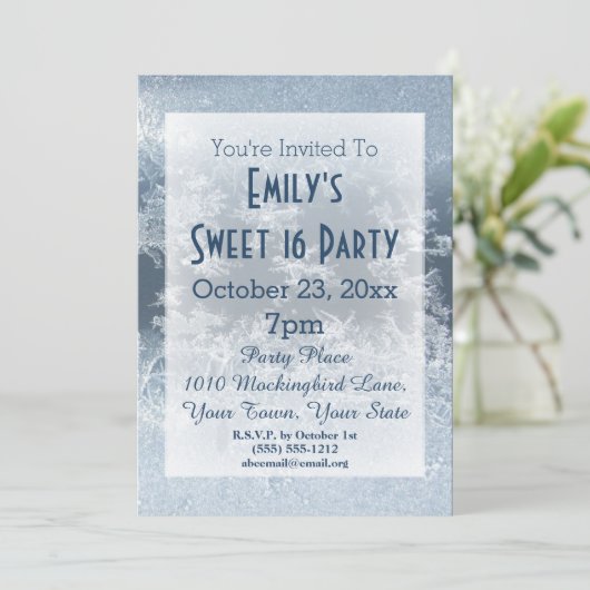 ウィンターワンダーランドアイステーマブルースウィート16誕生日 招待状 (スタンド正面)