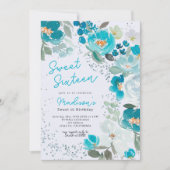 ウィンターワンダーランドアイスブルーフローラSweet sixteen 招待状 (正面)