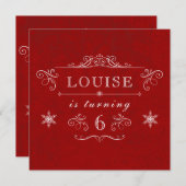 ウィンターワンダーランドアプレーススキー誕生日パーティー 招待状 (正面/裏面)