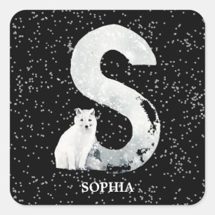 ウィンターワンダーランドアルファベットズモノグラム Snow Wolf スクエアシール