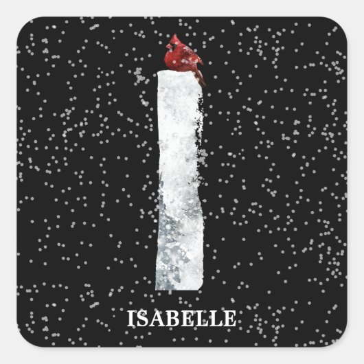 ウィンターワンダーランドアルファベットIモノグラム | 赤い鳥 スクエアシール (正面)