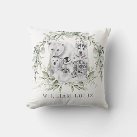 ウィンターワンダーランドアーチックアニマルズホリデーデコール クッション (正面)