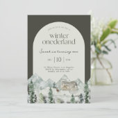 ウィンターワンダーランドアーチファースト誕生日パーティー 招待状 (スタンド正面)