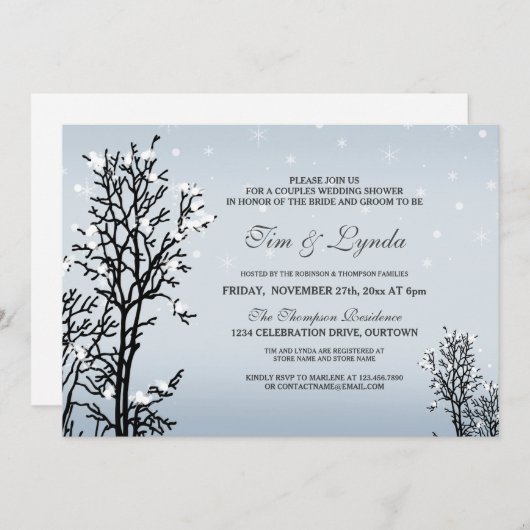 ウィンターワンダーランドウェディングシャワー招待状 招待状 (正面/裏面)