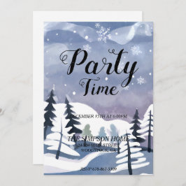 ウィンターワンダーランドウォーターカラークリスマス招待状 招待状