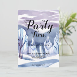 ウィンターワンダーランドウォーターカラークリスマス招待状 招待状