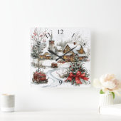 ウィンターワンダーランドウォールクロック スクエア壁時計 (ホーム)