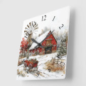 ウィンターワンダーランドウォールクロック スクエア壁時計 (傾斜)