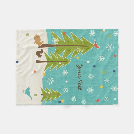 ウィンターワンダーランドウッドランドシパーソナライズされたーン フリースブランケット (正面(横))