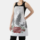 ウィンターワンダーランドオールオーバープリントエプロン – 赤 エプロン (インサイチュ)