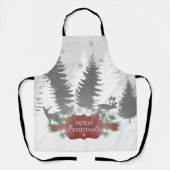 ウィンターワンダーランドオールオーバープリントエプロン – 赤 エプロン (正面)