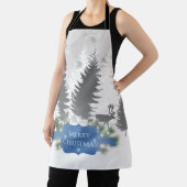 ウィンターワンダーランドオールオーバープリントエプロン – 青 エプロン (インサイチュ)