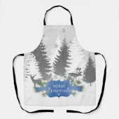 ウィンターワンダーランドオールオーバープリントエプロン – 青 エプロン (正面)