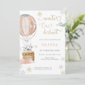 ウィンターワンダーランドガールファースト誕生日招待状 招待状 (スタンド正面)