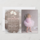 ウィンターワンダーランドガールフォト誕生日招待状 招待状 (正面)