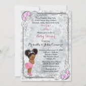 ウィンターワンダーランドガールベイビーシャワー招待状ピンク 招待状 (正面)