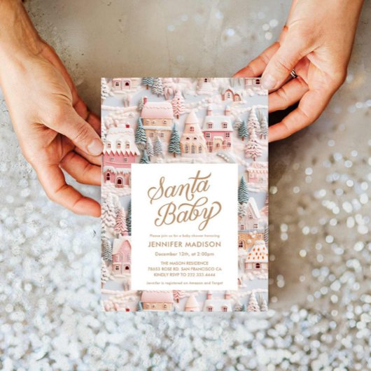 ウィンターワンダーランドガールベビーシャワー招待状 招待状