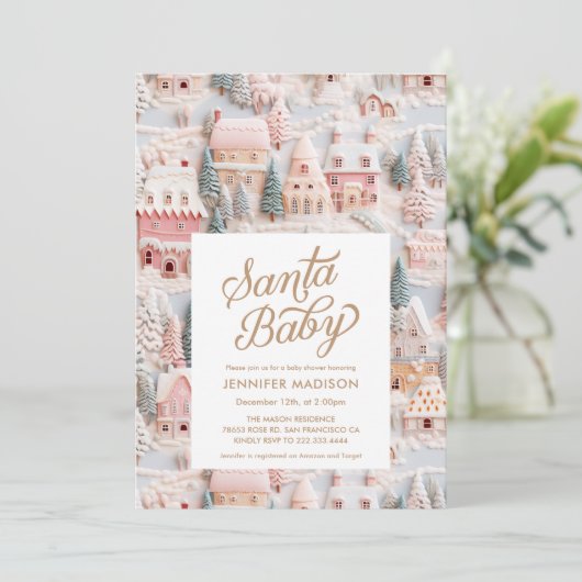 ウィンターワンダーランドガールベビーシャワー招待状 招待状 (スタンド正面)