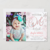 ウィンターワンダーランドガール1st誕生日招待状 招待状 (正面)