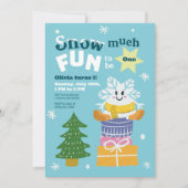 ウィンターワンダーランドキッズ1st誕生日パーティー招待状 招待状 (正面)