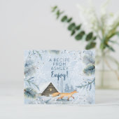 ウィンターワンダーランドキツネクリスマスクリスマスレシピカード ポストカード (スタンド正面)