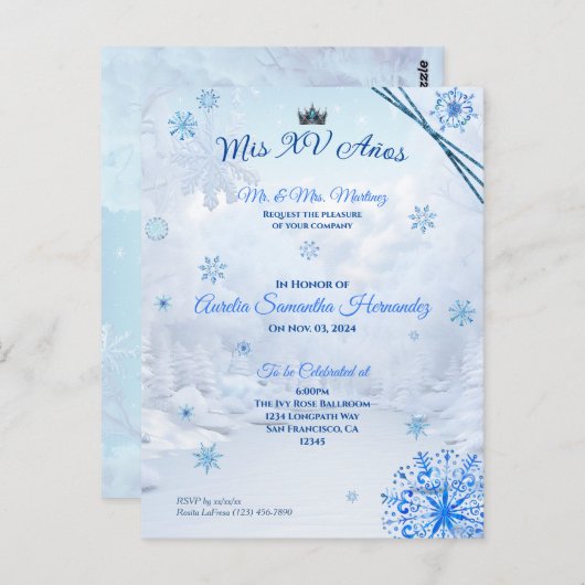 ウィンターワンダーランドキンセニェラ招待状 ポストカード (正面/裏面)