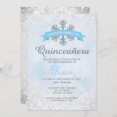 ウィンターワンダーランドキンセニェラ15誕生日シルバー 招待状 (正面/裏面)