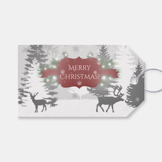 ウィンターワンダーランドギフトラベル – 赤 ギフトタグ (正面(横))
