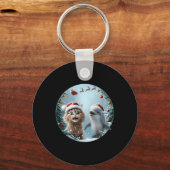 ウィンターワンダーランドクリスマスキャットドルフィンセルフィー キーホルダー (正面)