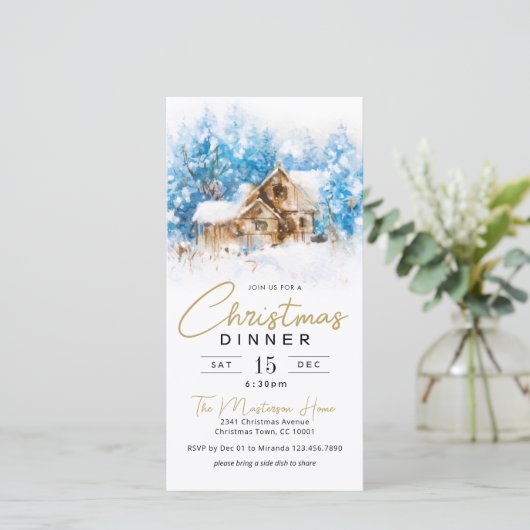 ウィンターワンダーランドクリスマスディナー招待状 シーズンカード (スタンド正面)