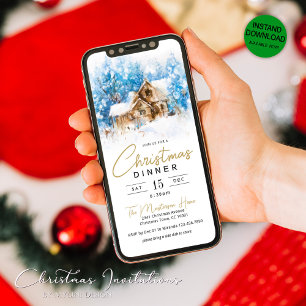 ウィンターワンダーランドクリスマスディナー招待状 シーズンカード