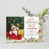 ウィンターワンダーランドクリスマストインデア誕生日 招待状 (スタンド正面)