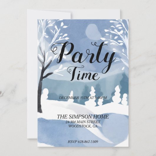 ウィンターワンダーランドクリスマスパーティの招待状 招待状 (正面)