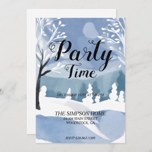 ウィンターワンダーランドクリスマスパーティの招待状 招待状 (正面/裏面)
