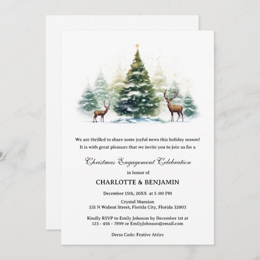 ウィンターワンダーランドクリスマス婚約パーティ 招待状 (正面/裏面)