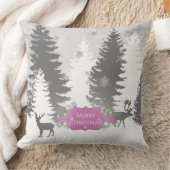 ウィンターワンダーランドクリスマス装飾用クッション – マゼンタ クッション (ブランケット)