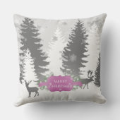 ウィンターワンダーランドクリスマス装飾用クッション – マゼンタ クッション (裏面)