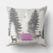 ウィンターワンダーランドクリスマス装飾用クッション – マゼンタ クッション (正面)