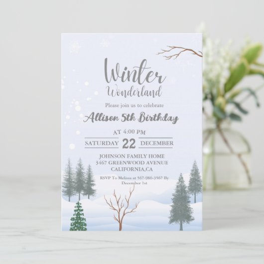ウィンターワンダーランドクリスマス誕生日ホリデーパーティー 招待状 (スタンド正面)