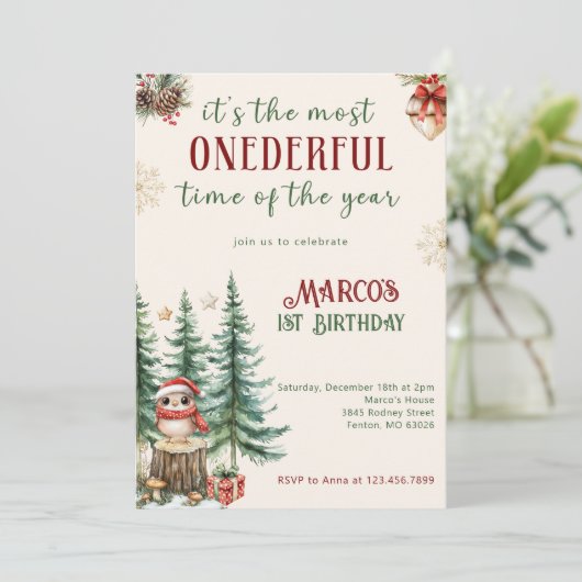 ウィンターワンダーランドクリスマス1st誕生日パーティー 招待状 (スタンド正面)
