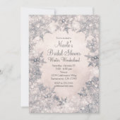 ウィンターワンダーランドクリームホワイト雪エレガント片 招待状 (正面)