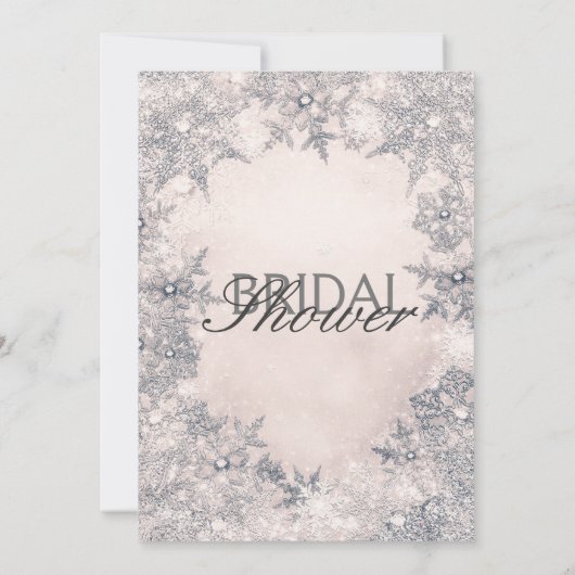 ウィンターワンダーランドクリームホワイト雪エレガント片 招待状 (裏面)