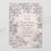 ウィンターワンダーランドクリームホワイト雪エレガント片 招待状 (正面/裏面)