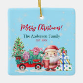 ウィンターワンダーランドサンタギフトウォーターカラーオーナメント セラミックオーナメント (正面)