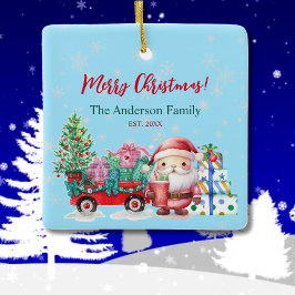 ウィンターワンダーランドサンタギフトウォーターカラーオーナメント セラミックオーナメント