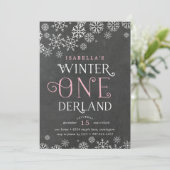 ウィンターワンダーランドシャルボードファースト誕生日招待状 招待状 (スタンド正面)