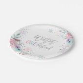 ウィンターワンダーランドシルバーグリッターピンクフローラガール ペーパープレート (アングル)