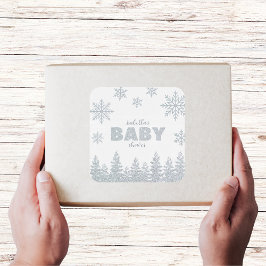 ウィンターワンダーランドシルバーグリッターベビーシャワー スクエアシール