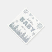ウィンターワンダーランドシルバーグリッターベビーシャワー スタンダードカクテルナプキン (角)